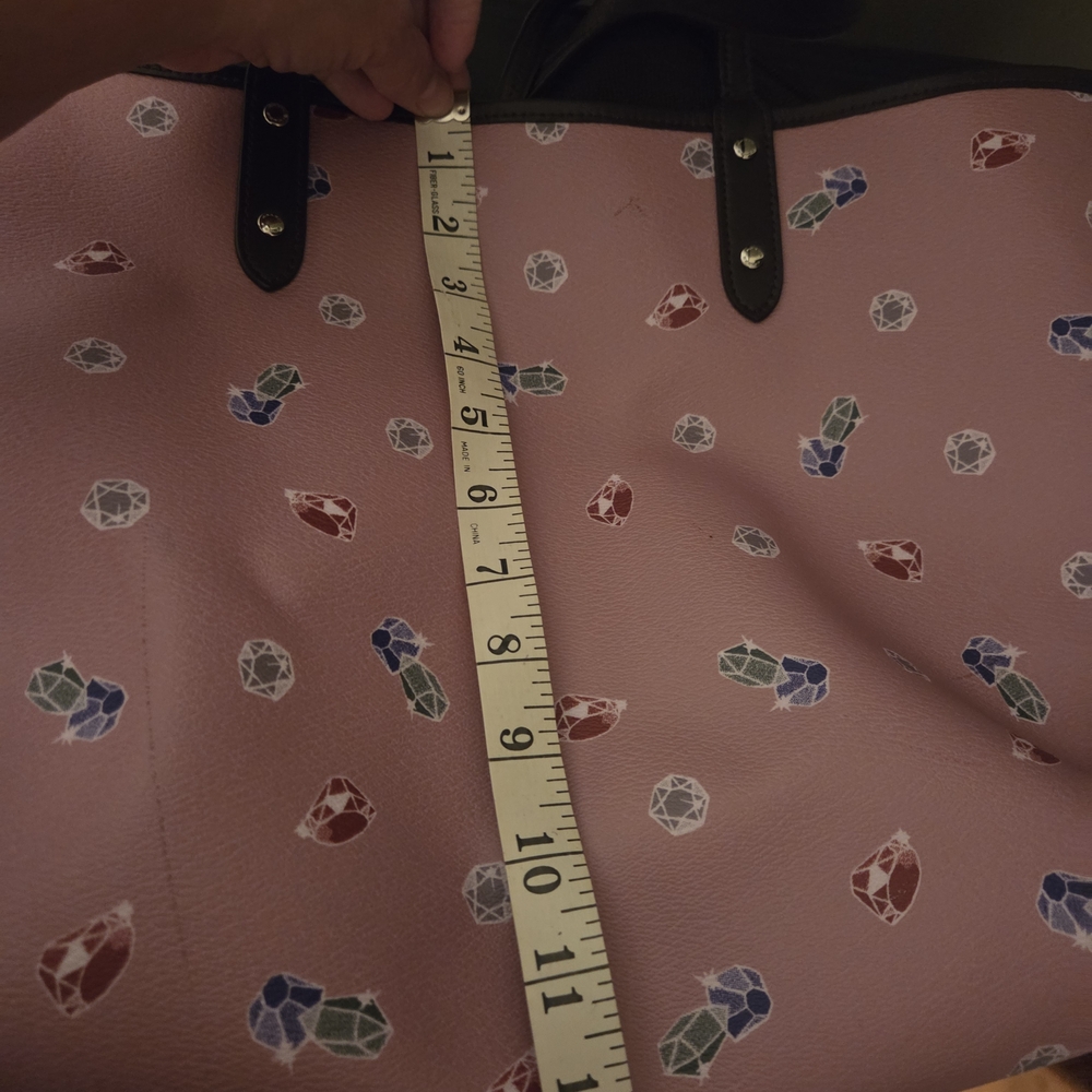 Disney Coach Pink Reversible Tote w/Multicolor Gemstone Design & Attached Wallet - Picture 8 of 11